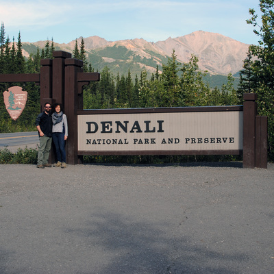 Katie and Sean at Denali NP entrance sign