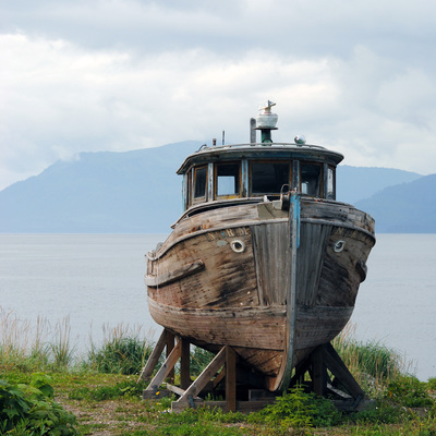 wooden boat in hoonah alaska